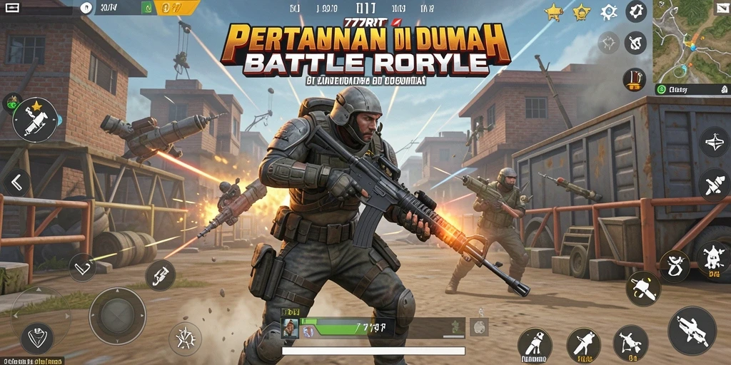 Screenshot gameplay 777RT menampilkan aksi seru dalam pertarungan Battle Royale.