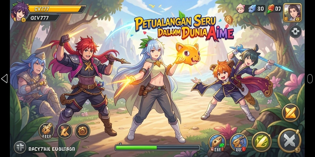 Screenshot CV777 menampilkan karakter anime dalam pertempuran epik.