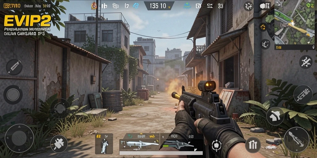 Screenshot gameplay EVIP2 menampilkan aksi pertempuran yang intens.
