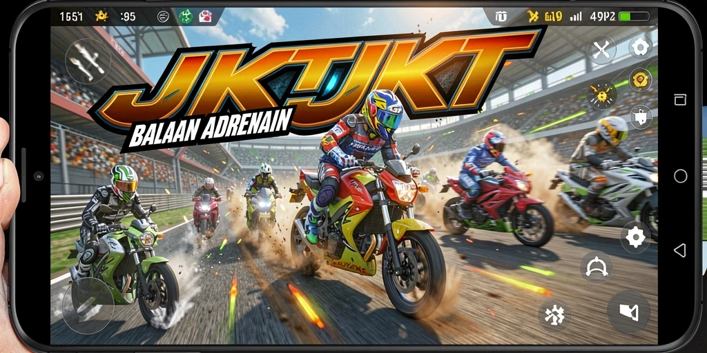 Gameplay balapan motor yang menegangkan dan menarik.