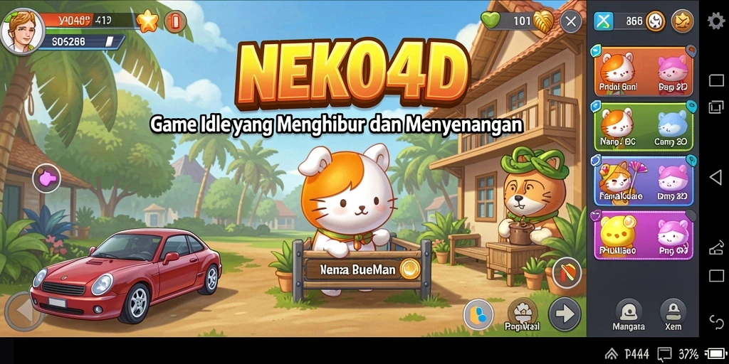 Tampilan gameplay menarik dari NEKO4D dengan karakter yang lucu.
