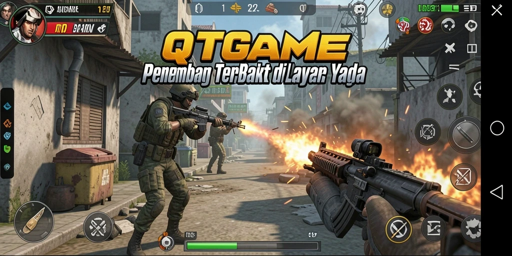 Tampilan gameplay yang mendebarkan di QTGAME, aksi FPS nyata.